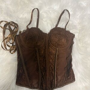 SHEIN Brown Lace Crop Top